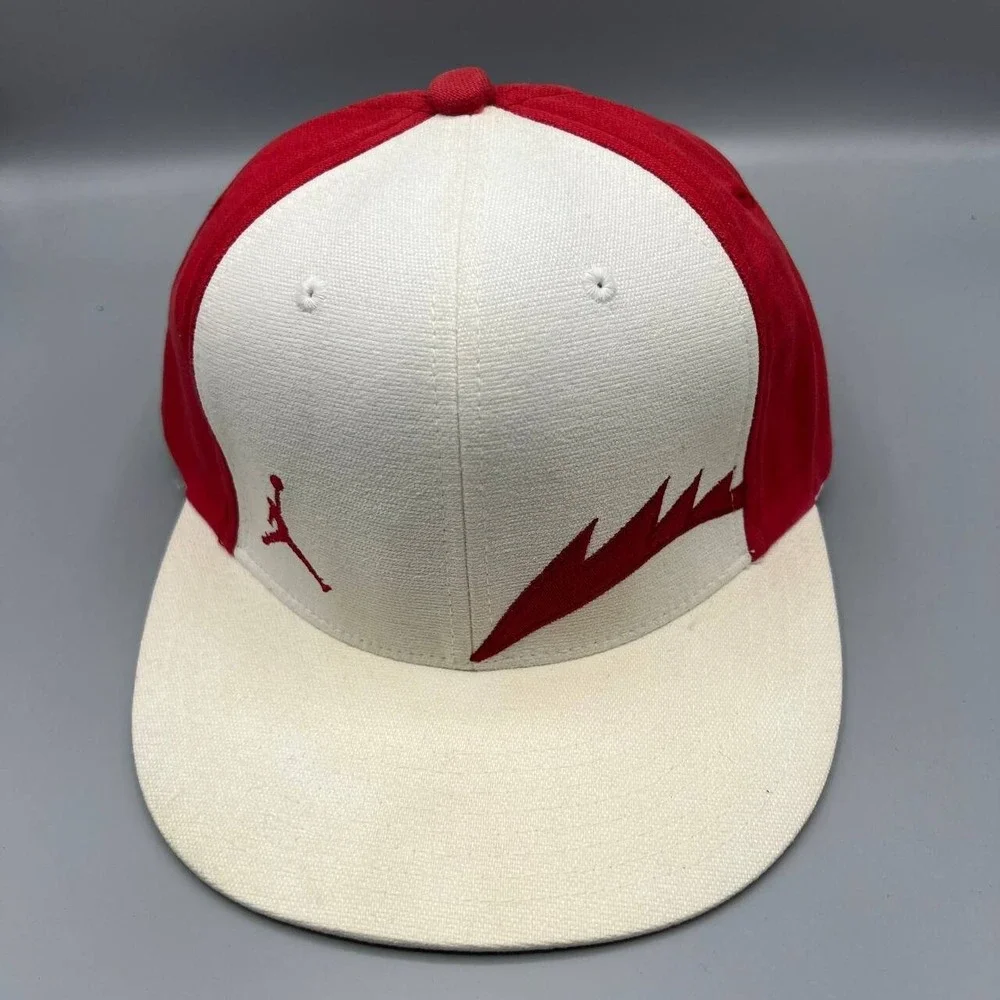 Air Jordan Hat Men 7 1/2 White Red Jumpman Flexfit‎ Fitted Cap